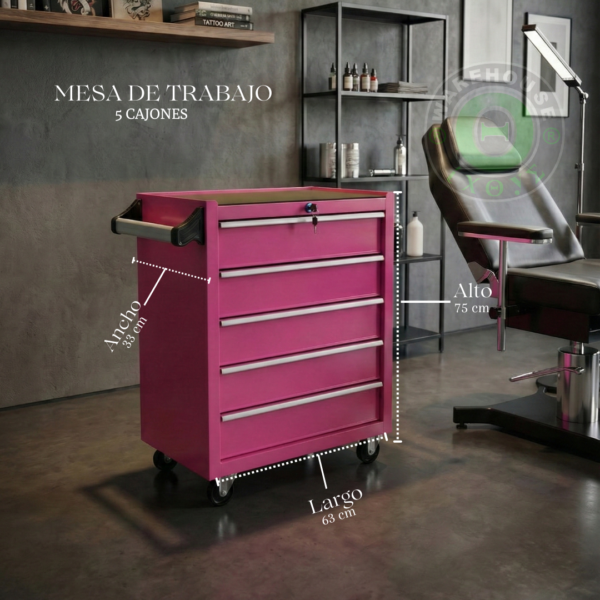 Mesa de trabajo 5 Cajones (Pink)